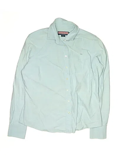 Pre-owned Vineyard Vines Kids' Long Sleeve Button Down Shirt In Teal
