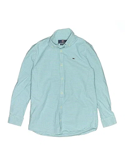 Pre-owned Vineyard Vines Kids' Long Sleeve Button Down Shirt In Teal