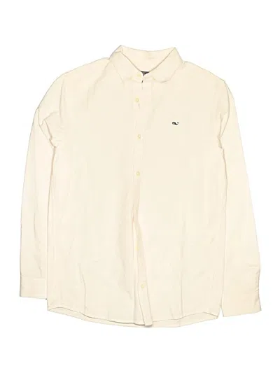 Pre-owned Vineyard Vines Kids' Long Sleeve Button Down Shirt In White