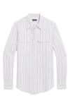 Vineyard Vines Long Sleeve Linen Button-up Shirt In S Stripe -white/ Capp