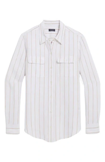 Vineyard Vines Long Sleeve Linen Button-up Shirt In S Stripe -white/ Capp