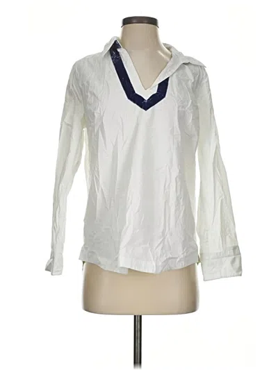 Pre-owned Vineyard Vines Long Sleeve Polo Shirt In White