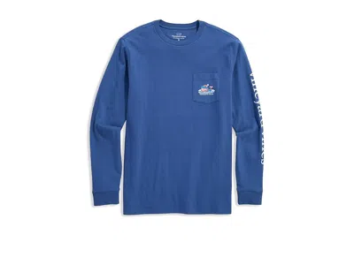Vineyard Vines Long Sleeve Pond Hockey Whale Pocket T-shirts In Blue