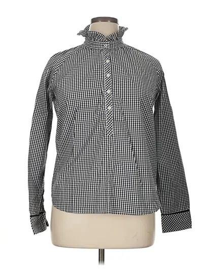 Pre-owned Vineyard Vines Long Sleeve Top Black Houndstooth Pattern Turtleneck Tops
