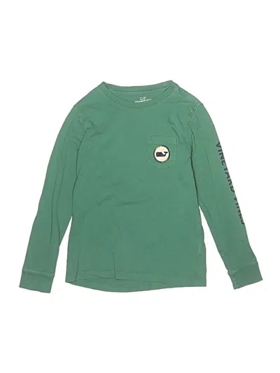 Pre-owned Vineyard Vines Kids' Long Sleeve Top Green Crew Neck Tops