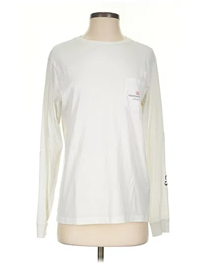 Pre-owned Vineyard Vines Long Sleeve Top Ivory Crew Neck Tops