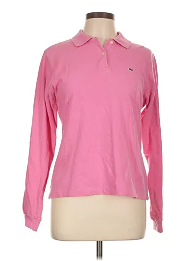 Pre-owned Vineyard Vines Long Sleeve Top Pink Collared Neckline Tops
