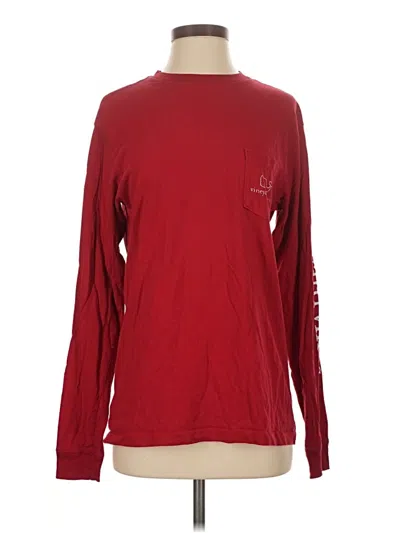 Pre-owned Vineyard Vines Long Sleeve Top Red Crew Neck Tops