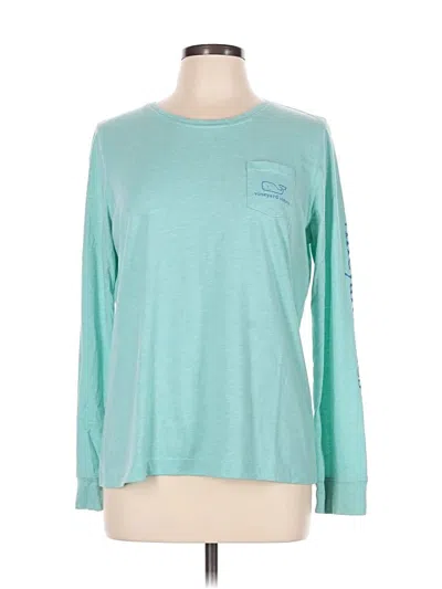 Pre-owned Vineyard Vines Long Sleeve Top Teal Crew Neck Tops