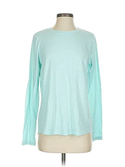 Pre-owned Vineyard Vines Long Sleeve Top Teal Crew Neck Tops In Blue