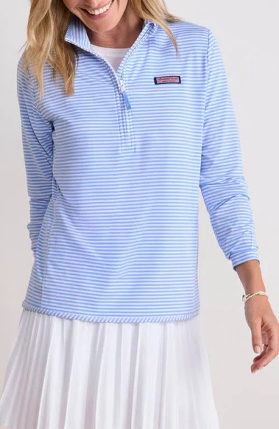 Vineyard Vines Microstripe Sankaty Half Zip Shep Shirt In Blue