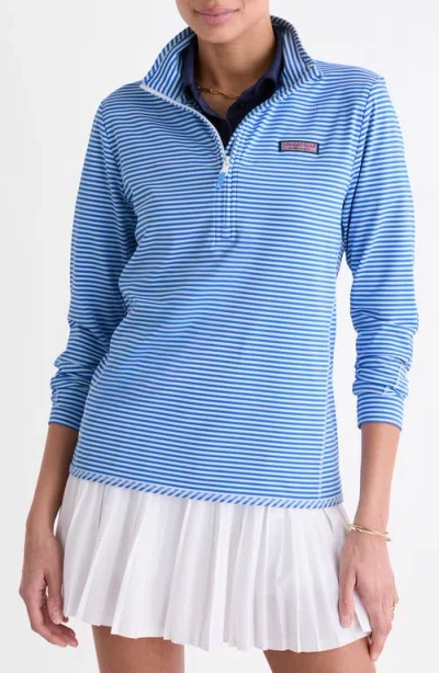 Vineyard Vines Microstripe Sankaty Half Zip Shep Shirt In Blue