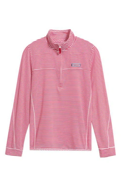 Vineyard Vines Microstripe Sankaty Half Zip Shep Shirt In Pink