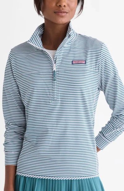 Vineyard Vines Microstripe Sankaty Half Zip Shep Shirt In Blue