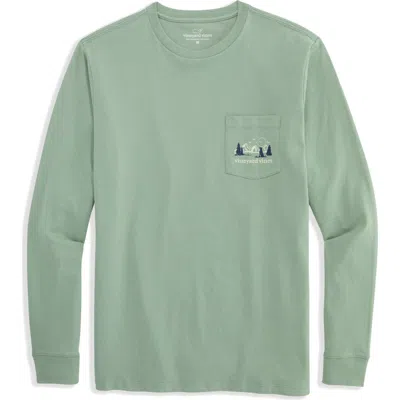 Vineyard Vines Mountain Dog Long Sleeve Pocket Graphic T-shirt In Green