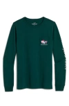 Vineyard Vines Mrs. Claus Whale Cotton Long Sleeve Graphic T-shirt In Green