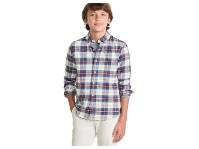 Vineyard Vines Muskeget Plaid Flannel Shirt (little Kid/big Kid) Boy's Clothing Marshmallow : Md (12-14 Big Kid), C In Multi