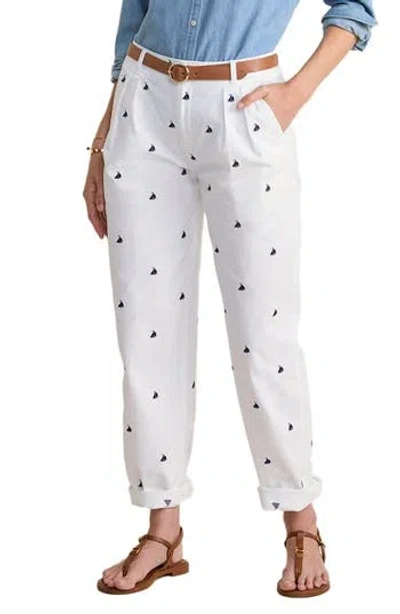 Vineyard Vines Nautical Embroidered Relaxed Chino Pants In White