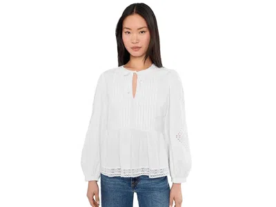 Vineyard Vines Nora Pintuck Eyelet Top In White