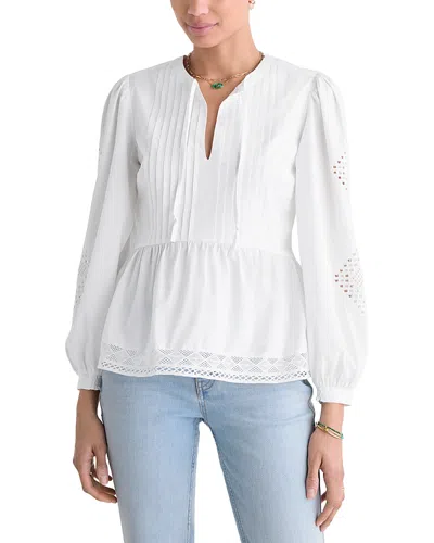 Vineyard Vines Nora Pintuck Eyelet Top In White