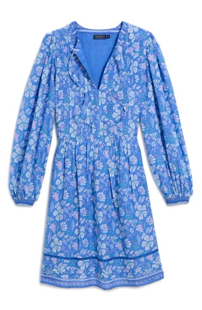 Vineyard Vines Nora Print Pintuck Long Sleeve Dress In Blue
