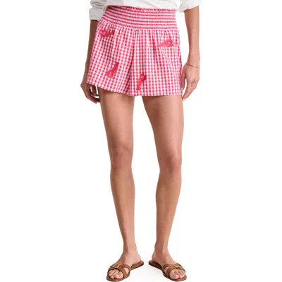 Vineyard Vines Nori Lobster Appliqué Cotton Gingham Shorts