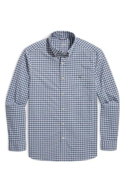 Vineyard Vines On-the-go Gingham Button-down Shirt In Mallrd Blue Plaid