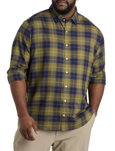 Vineyard Vines On-the-go Performance Plaid Flannel Sport Shirt In Camp Olive