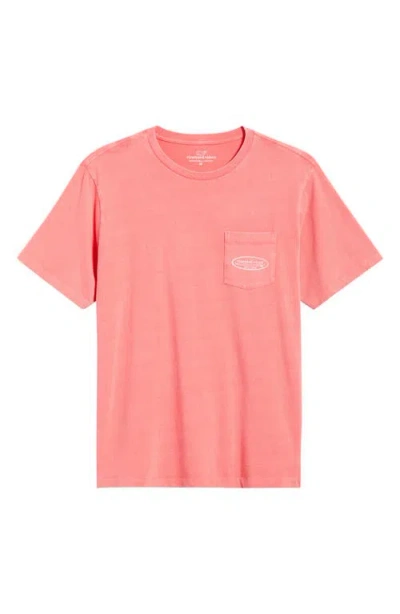 Vineyard Vines Outlined Surf Logo Short Sleeve Graphic T-shirt In Pink