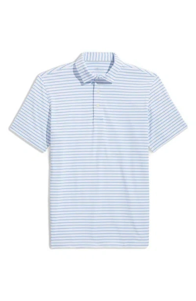 Vineyard Vines Palmero Brrr° Performance Polo In White/blue Stripe
