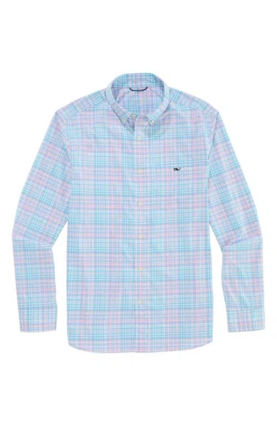 Vineyard Vines Parrotfish Plaid Performance Button Down Shirt In Blue