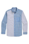 Vineyard Vines Party Pieced Performance Cotton Blend Button-down Shirt In Blue