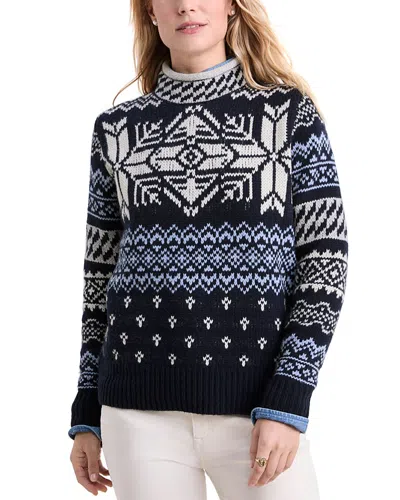 Vineyard Vines Fair Isle Wool Blend Mock Neck Sweater In Nautical Navy