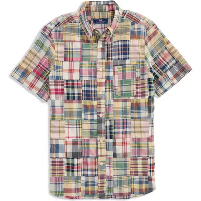 Vineyard Vines Patchwork Madras Button Down Shirt In Brown
