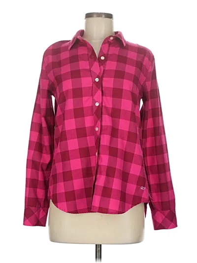 Pre-owned Vineyard Vines Performance Long Sleeve Blouse In Burgundy
