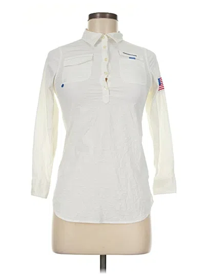 Pre-owned Vineyard Vines Performance Long Sleeve Blouse In Ivory