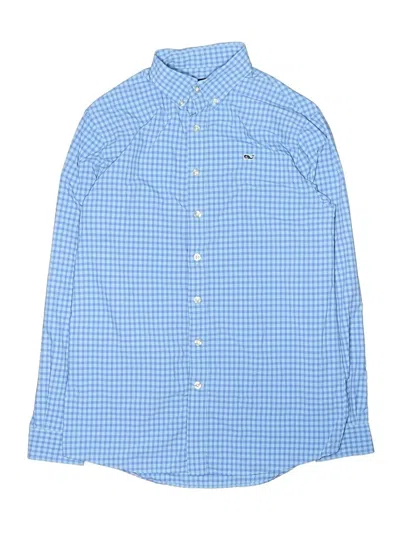 Pre-owned Vineyard Vines Performance Kids' Long Sleeve Button Down Shirt In Blue