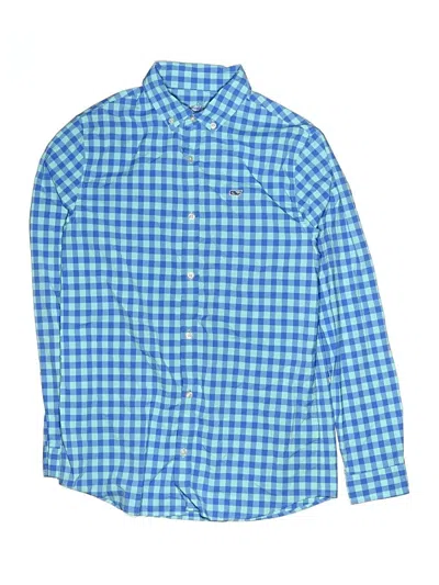 Pre-owned Vineyard Vines Performance Kids' Long Sleeve Button Down Shirt In Blue