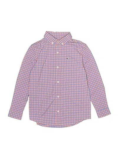 Pre-owned Vineyard Vines Performance Kids' Long Sleeve Button Down Shirt In Orange