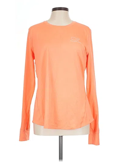 Pre-owned Vineyard Vines Performance Long Sleeve Top Orange Crew Neck Tops