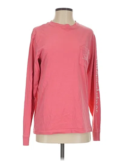 Pre-owned Vineyard Vines Performance Long Sleeve Top Pink Crew Neck Tops