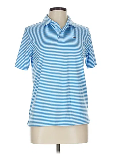 Pre-owned Vineyard Vines Performance Short Sleeve Blouse In Blue