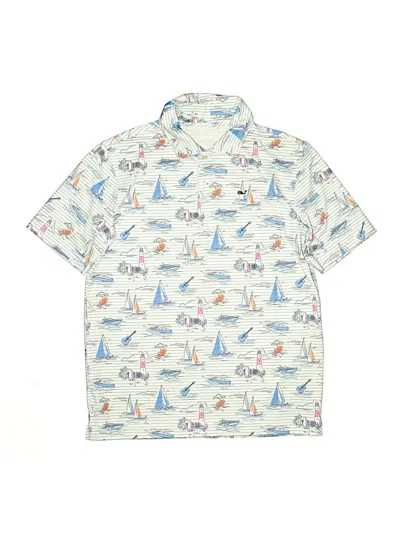 Pre-owned Vineyard Vines Performance Kids' Short Sleeve Button Down Shirt In Ivory