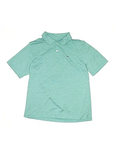 Pre-owned Vineyard Vines Performance Kids' Short Sleeve Polo Shirt In Teal