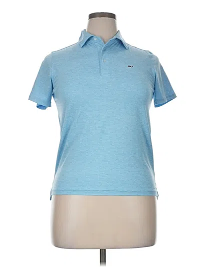 Pre-owned Vineyard Vines Performance Short Sleeve Top Blue Collared Neckline Tops