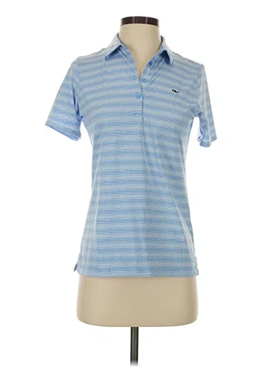 Pre-owned Vineyard Vines Performance Short Sleeve Top Blue Collared Neckline Tops