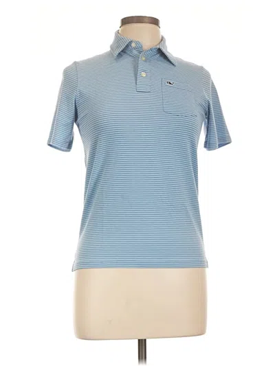 Pre-owned Vineyard Vines Performance Short Sleeve Top Blue Collared Neckline Tops