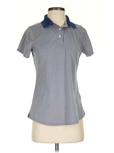 Pre-owned Vineyard Vines Performance Short Sleeve Top Gray Collared Neckline Tops