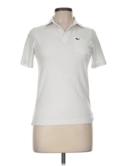 Pre-owned Vineyard Vines Performance Short Sleeve Top Ivory Collared Neckline Tops