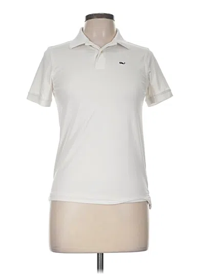 Pre-owned Vineyard Vines Performance Short Sleeve Top Ivory Collared Neckline Tops
